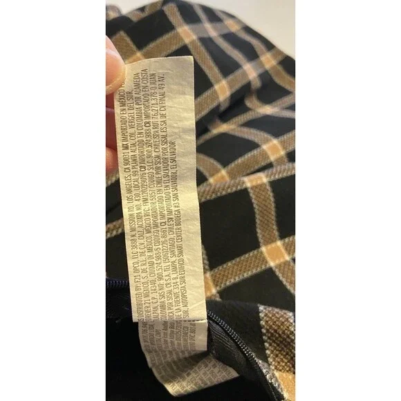 Mini Black Beige Large Plaid Skirt Lined Y2K 90s Vintage Clueless Preppy Student - Picture 12 of 13